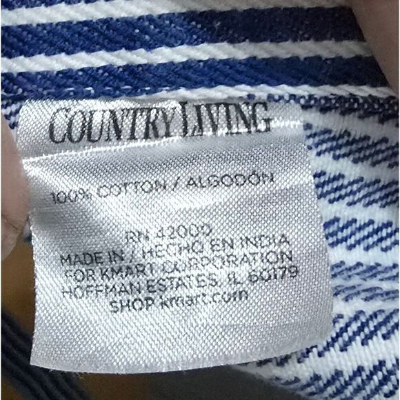 Country Living Blue & White Striped Apron With Adjustable Neck Tie & Front Pocke - Picture 4 of 4